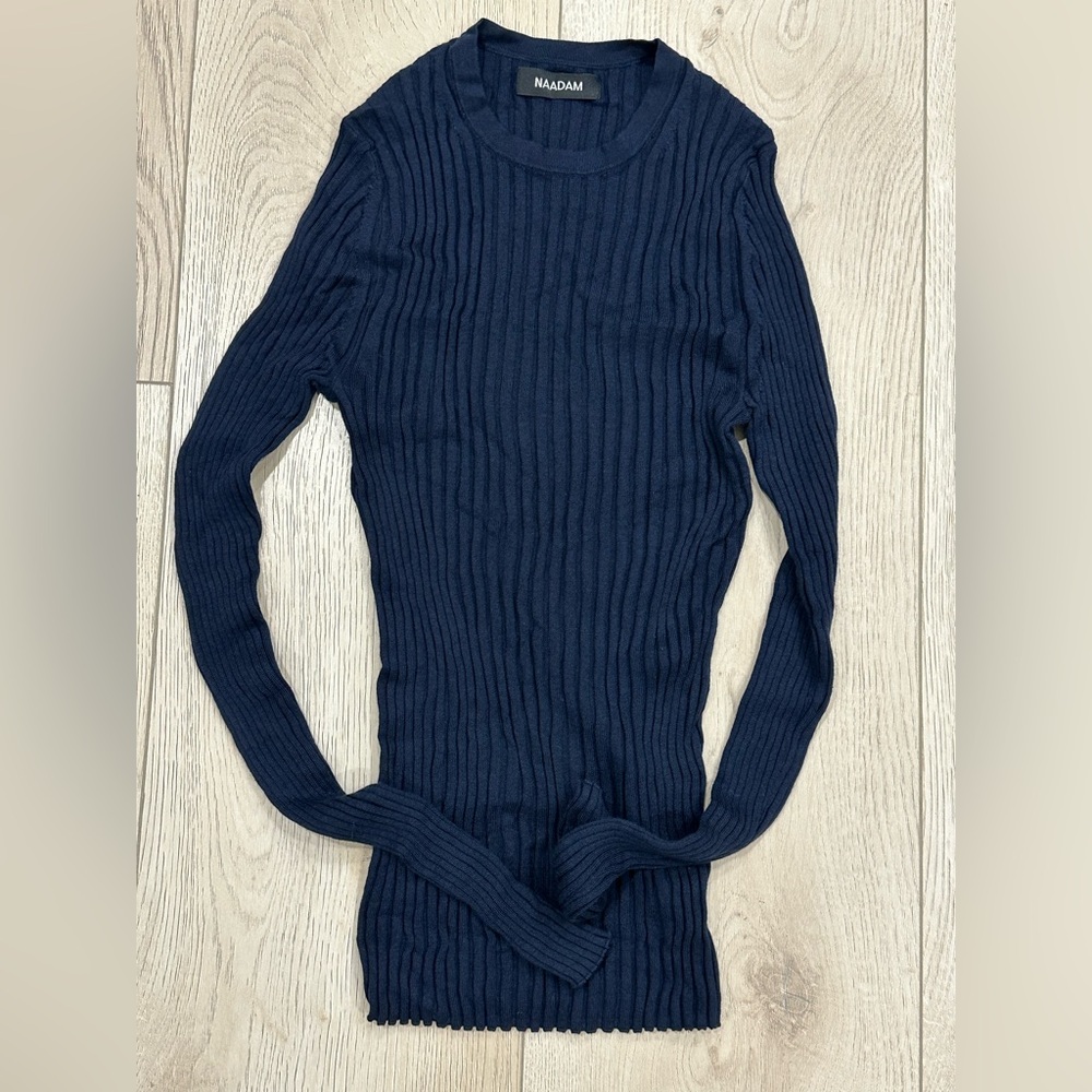 NAADAM Dark Blue Ribbed Women's Sweater